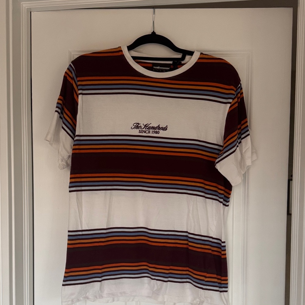 The Hundreds Multicolor Striped Tee - White, Brown, Orange